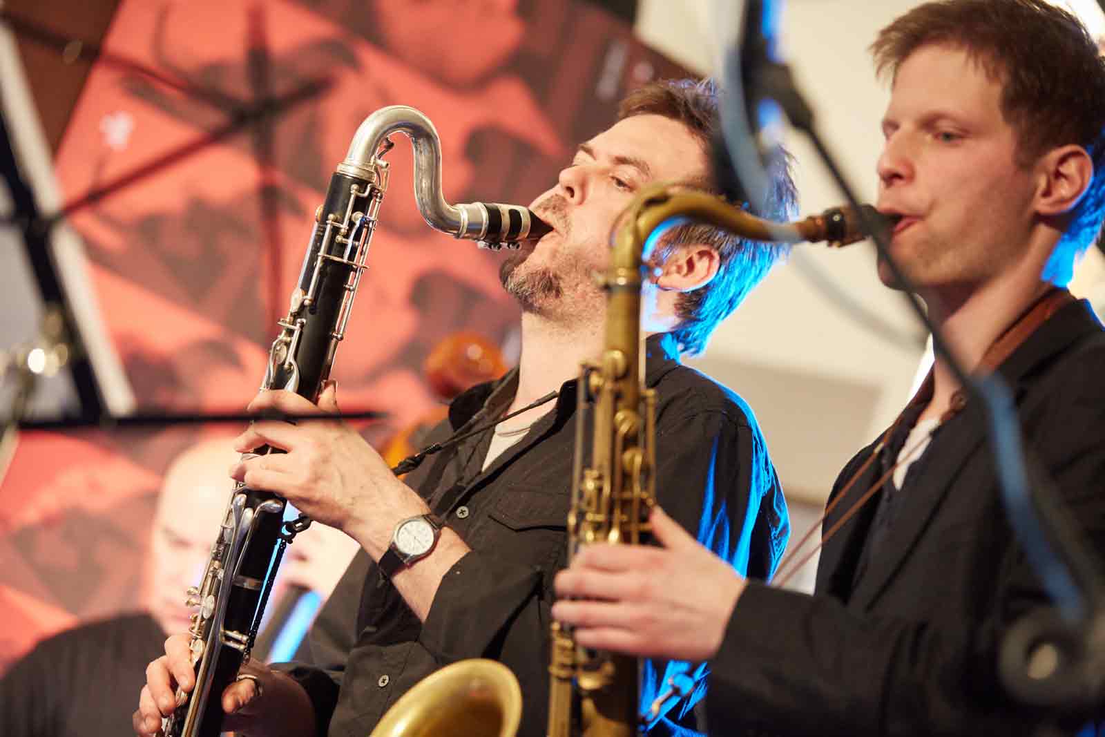 Marcel Barta and Lubos Soukup playing with Points Septet at Jazzinec Trutnov, photo Milos Salek